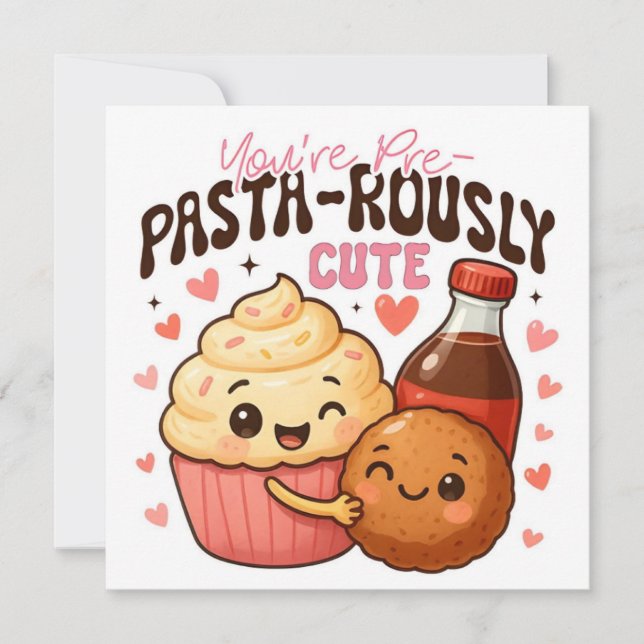 Cartão De Festividades You’re Pre-Pasta-rously Cute Flat Holiday Card (Frente)