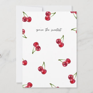 Cartão De Festividades “You’re the Sweetest” Cherries Love Pattern
