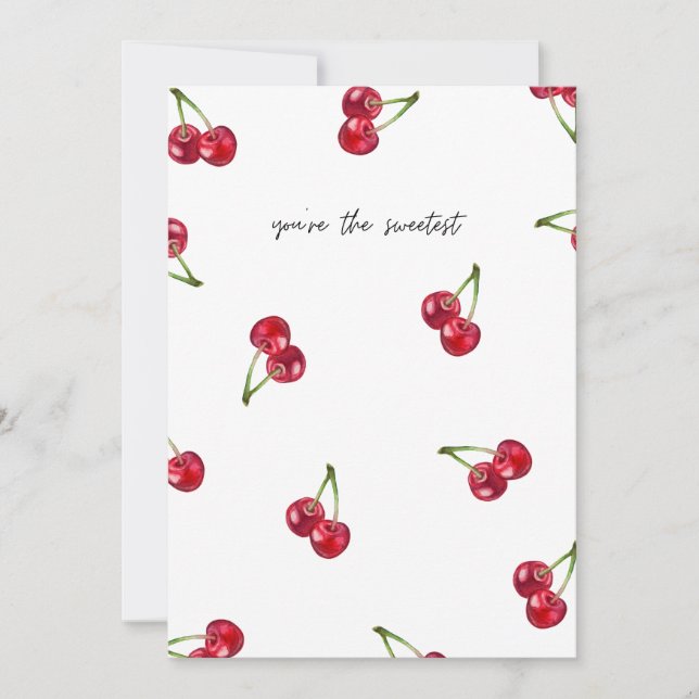 Cartão De Festividades “You’re the Sweetest” Cherries Love Pattern (Frente)