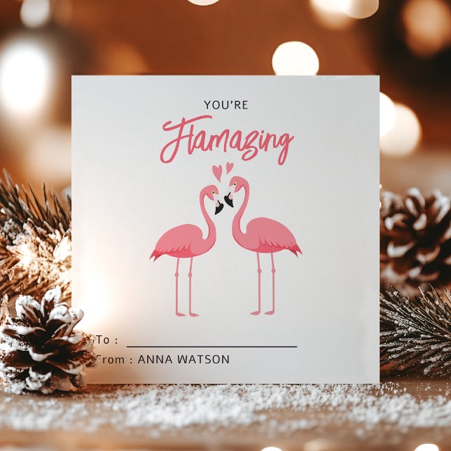 Cartão De Festividades You're Flamazing | Flamingo Valentines Day Class (Criador carregado)