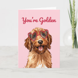 Cartão De Festividades You're Golden Puppy Watercolor Valentines Day
