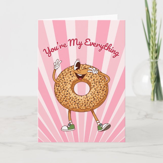 Cartão De Festividades You're My Everything Bagel Valentines Day Card (Frente)