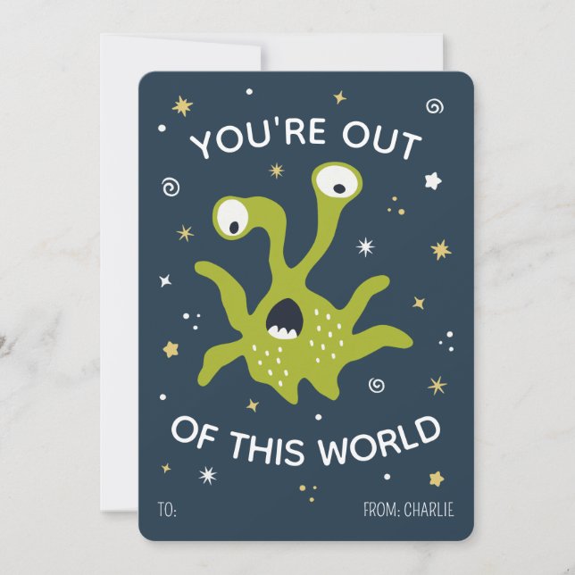 Cartão De Festividades You're out of this world classroom valentines card (Frente)