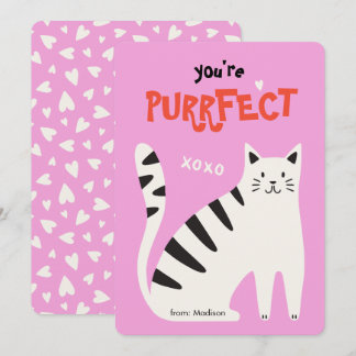 Cartão De Festividades You're purrfect cat classroom valentine's day card