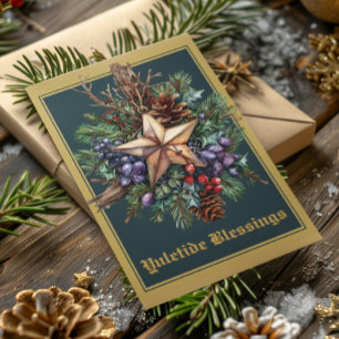 Cartão De Festividades Yuletide Blessings Winter Solstice Holiday Card