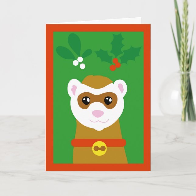 Cartão De Festividades Yuletide ferret (Frente)