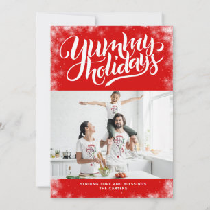 Cartão De Festividades Yummy Holidays Red White Lettering Fotografia Pers