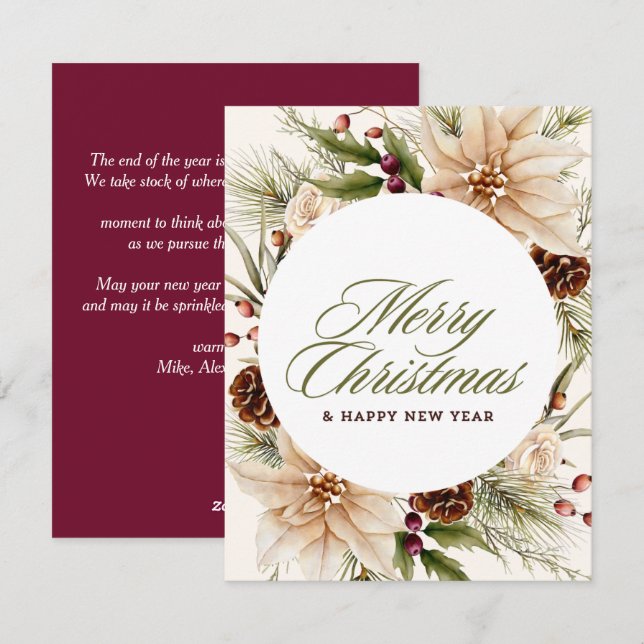 Cartão De Festividades z100diasnatal,floresta,árvores,floresta aquarela,c (Frente/Verso)