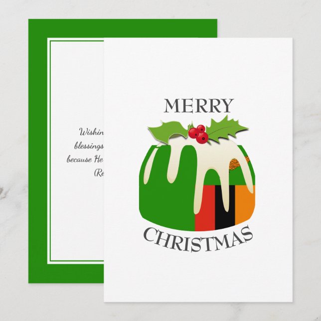 Cartão De Festividades ZAMBIA FLAG | Pudim de ameixa festiva | Natal (Frente/Verso)