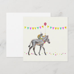 Cartão De Festividades Zebra balloon party