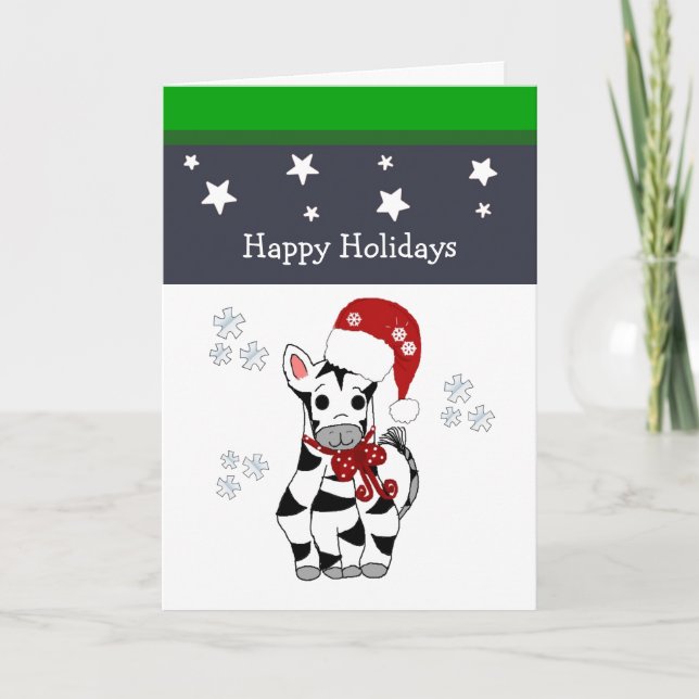 Cartão De Festividades Zebra de Natal (Frente)