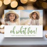 Cartão De Festividades Zen Line Art Green - 2 Foto - Mínimo<br><div class="desc">Frente - 2 Fotos com saudação em uma fonte de script e um fundo branco. Back - Arte Retro Line em Sombras de Verde Natal - Use duas fotos e faça uma saudação de Natal Única e moderna com uma fonte retrô na frente e um padrão de arte festiva no...</div>
