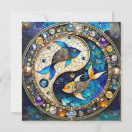 Cartão De Festividades Zodiac - Peixes Fish Yin e Yang