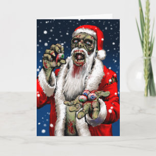 Cartão De Festividades Zombie Santa Christmas Card