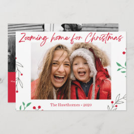 Cartão De Festividades "Zooming Home" Foto de Natal personalizada e diver