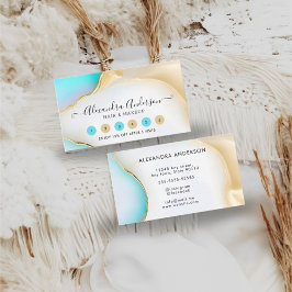 Cartão De Fidelidade Acentos Dourados do Mármaco Azul e Agato Branco El