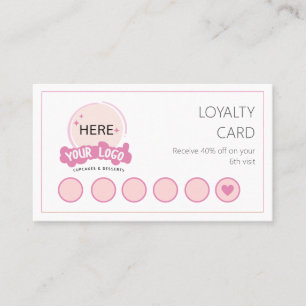 Cartão De Fidelidade Adicione seu logotipo Pink Bakery