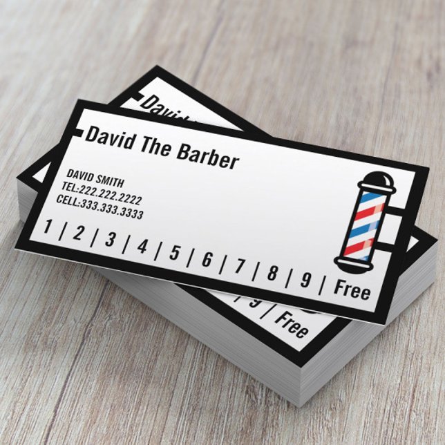 Cartão De Fidelidade Alvo Stylist Barber Simple Border Loyalty Punch (Criador carregado)