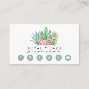 Cartão De Fidelidade Aquarela Cactus