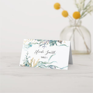 Cartão De Fidelidade Aquarela Sob a Comida ou Local das águas-vivas do