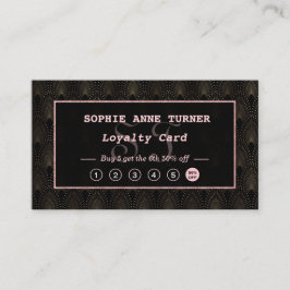 Cartão De Fidelidade Artº Deco Rosa do Monograma Dourado Makeup Artista