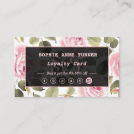 Cartão De Fidelidade Artista de Maquiagem Dourada de Rosa Floral de Cor