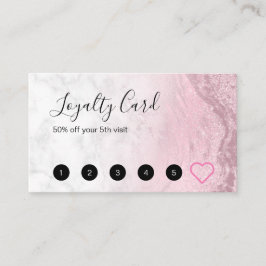 Cartão De Fidelidade Artista de maquilhagem de mármore rosa-rosa-modern