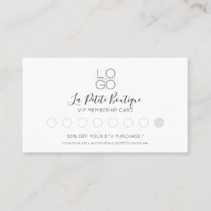Cartão De Fidelidade Associação VIP de Script Mínimo Elegante Branco