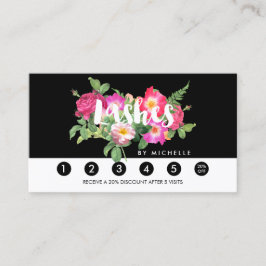 Cartão De Fidelidade Beauals Florals Lash Extensions Black Loyalty Card