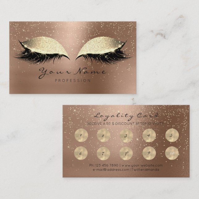 Cartão De Fidelidade Beauty Salon Loyalty Card Makeup Skinny Lashes 10 (Frente/Verso)