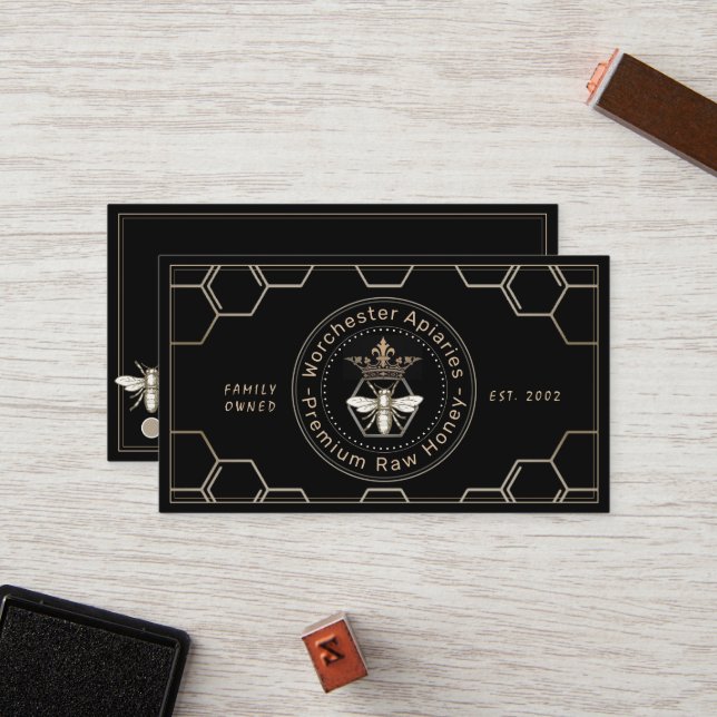 Cartão De Fidelidade Beekeeper Honey Customer Leyalty Card Punch Black (Frente/Verso In Situ)