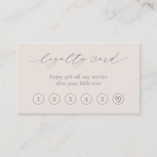 Cartão De Fidelidade Beige Neutro Coração Mínimo Código QR Elegante Mod