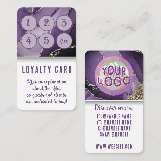 Cartão De Fidelidade Bela Púrpura Dourada Marble Medical Spa Skincare (Frente/Verso)