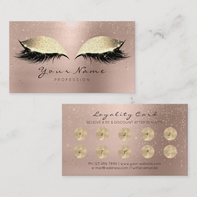 Cartão De Fidelidade Belty Salon Loyalty Card Makeup Café Lashes 10 (Frente/Verso)