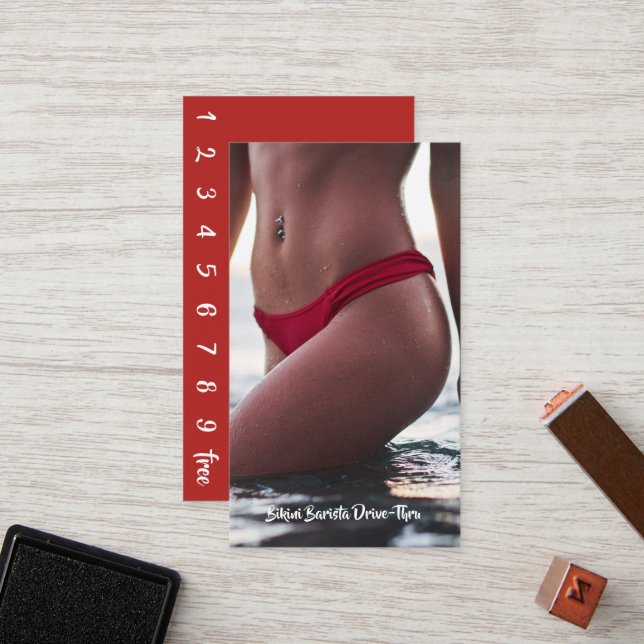 Cartão De Fidelidade Bikini Belly Barista Café Drive-Thru (Frente/Verso In Situ)