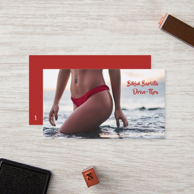 Cartão De Fidelidade Bikini Belly Barista Café Horizontal Drive-Thru (Frente/Verso In Situ)