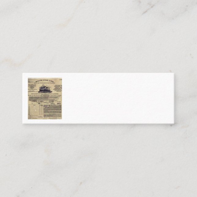 Cartão De Fidelidade Bilhete para RMS Titanic 1912 (Frente)