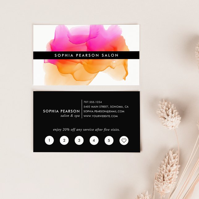 Cartão De Fidelidade Blot de Aquarela Moderna | Lealdade (Criador carregado)