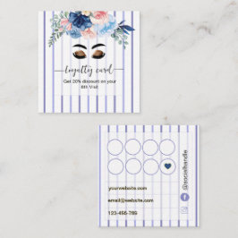 Cartão De Fidelidade Blue Floral Listras Lash tech Browbar