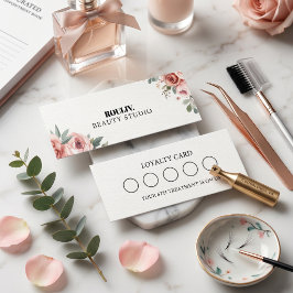 Cartão de Fidelidade Blush Floral em Aquarela para