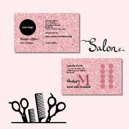 Cartão De Fidelidade Blush Glitter hair salon monogram Logo