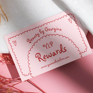 Cartão De Fidelidade Boho Whimsical Retro Vermelho Cor-de-Rosa Cinzento