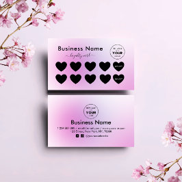 Cartão De Fidelidade Bonito Mínimo rosa Adiciona seu Salão de Beleza de