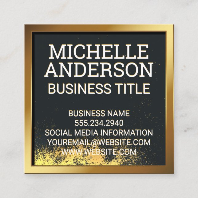 Cartão De Fidelidade Borda Metálica Dourada | Pó Dourada (Frente)