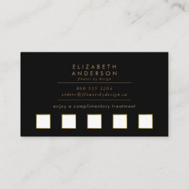 Cartão De Fidelidade Bouquet Rosa Dourada Preta Escuro