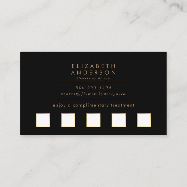 Cartão De Fidelidade Bouquet Rosa Dourada Preta Escuro (Verso)