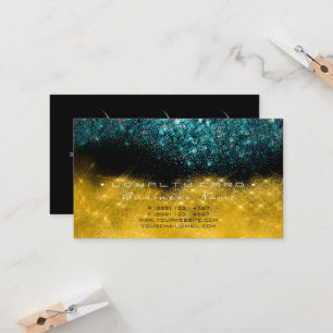 Cartão De Fidelidade Brilho Dourado azul da cerceta do salão de beleza