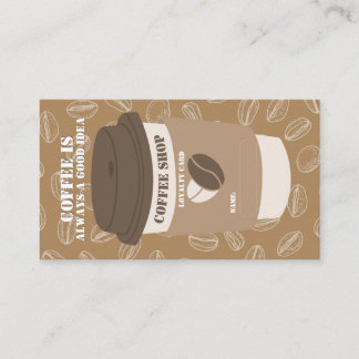 Cartão De Fidelidade Brown Editable Coffee House Stamp Loyalty Card