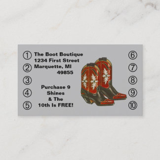 Cartão De Fidelidade Business Punch Card Cowboy Horse Boots Western Boo