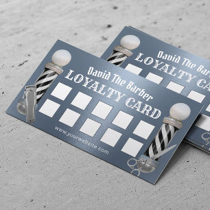 Cartão De Fidelidade Cabelo Compro Barber Estilos Azuis Dusty